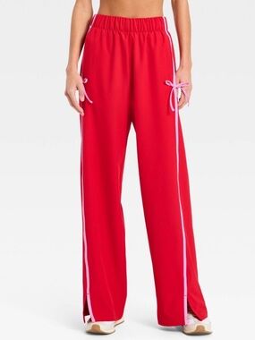 Women’s all in motion Red Bow Detail Wide-Leg Track Pants- medium
